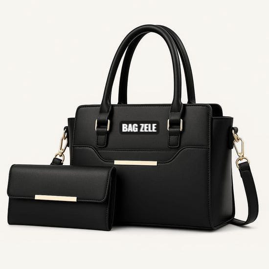 BagZele WanderWeave – Black, Mehroon ,Brown and White Handbag & Clutch Set: